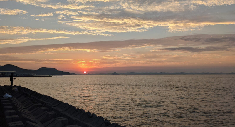 Summer solstice sunset Seto Inland Sea Japan